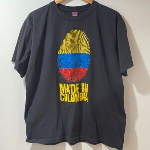Made in Colombia Graphic T-Shirt XXL – Cotton American – Black – Fingerprint Fla